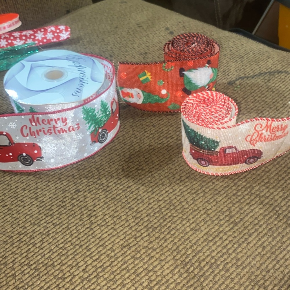 2.5 “CHRISTMAS wire ribbon lot of 3